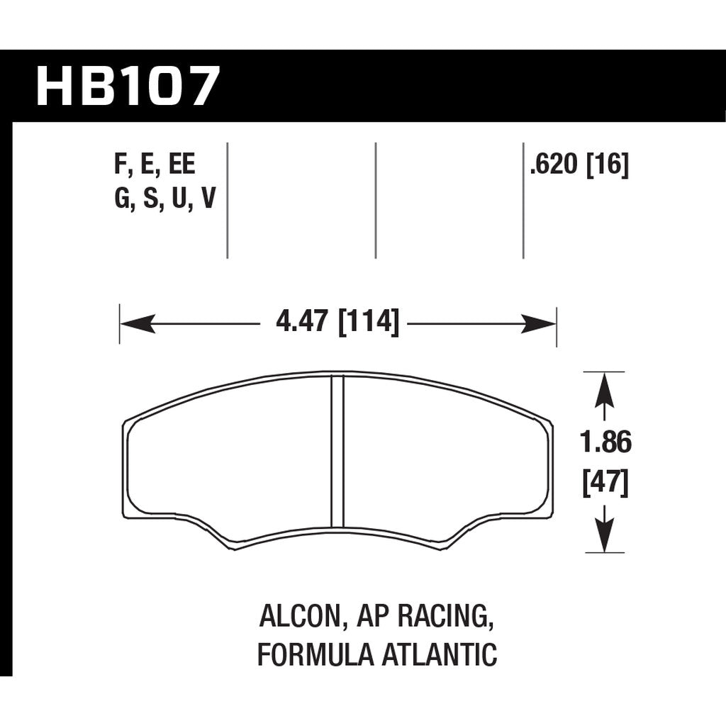 HAWK HB107G.620 Brake Pads DTC-60 (16 mm) AP Racing CP2340/CP3228/Alcon/HPB type 5/Proma 4pot Photo-2