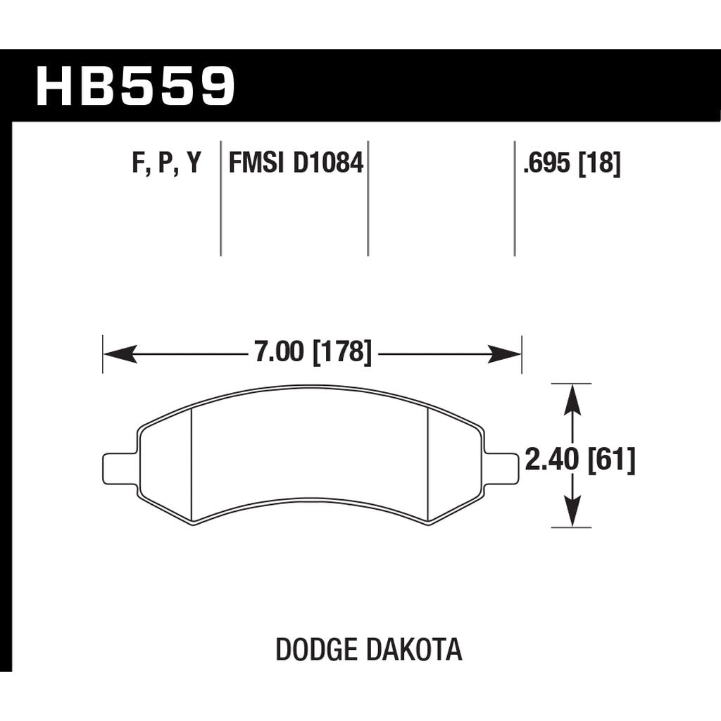 HAWK HB559F.695 Brake Pads HPS Front Ram 1500 Sport 2011-2016 Photo-2