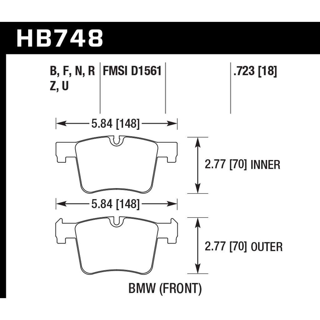 HAWK HB748Z.723 Brake Pads Perf. Ceramic Front BMW X3/X4 xDrive35i 2011-2017/230i xDrive Photo-2