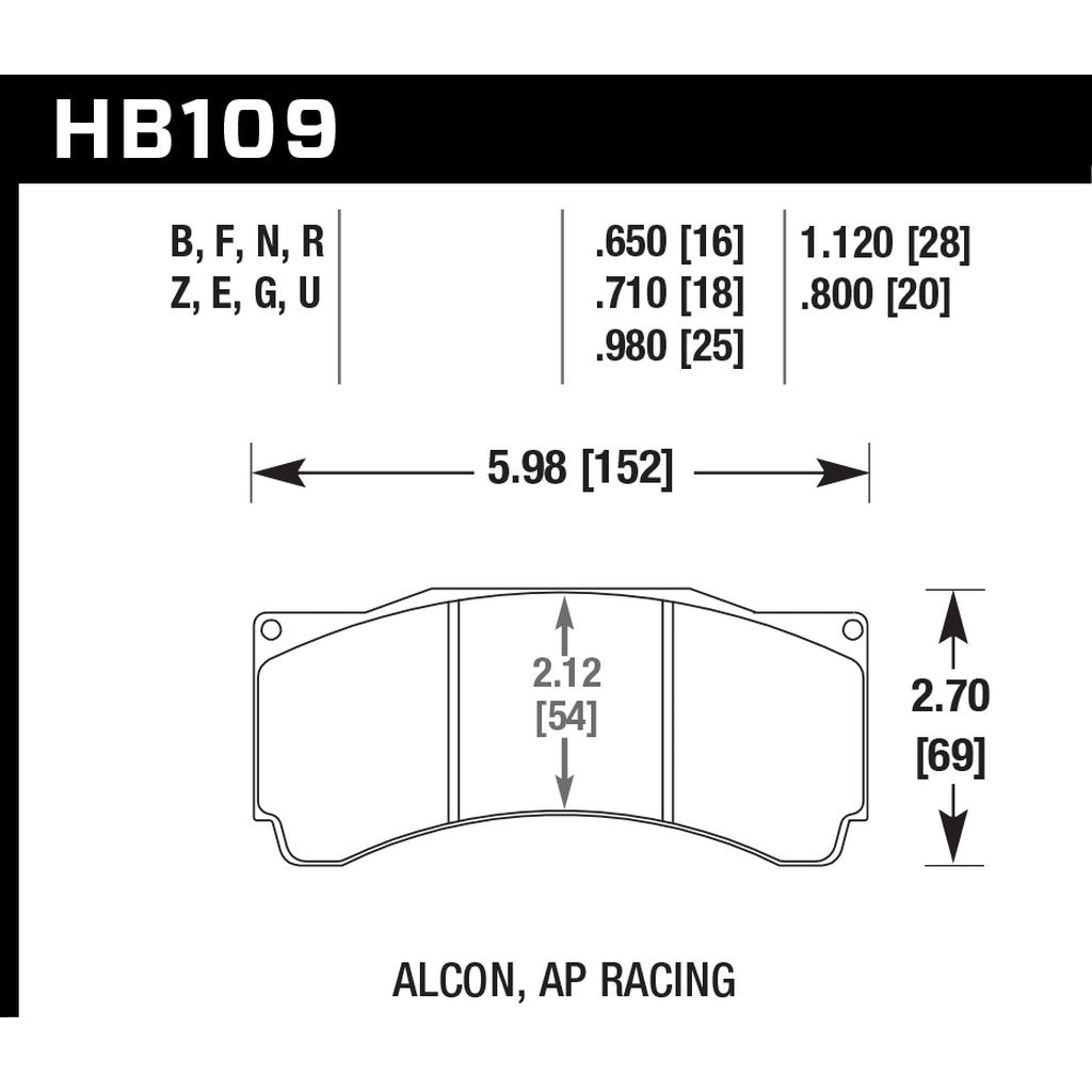 HAWK HB109U1.12 Brake Pads DTC-70 (28 mm) Photo-2
