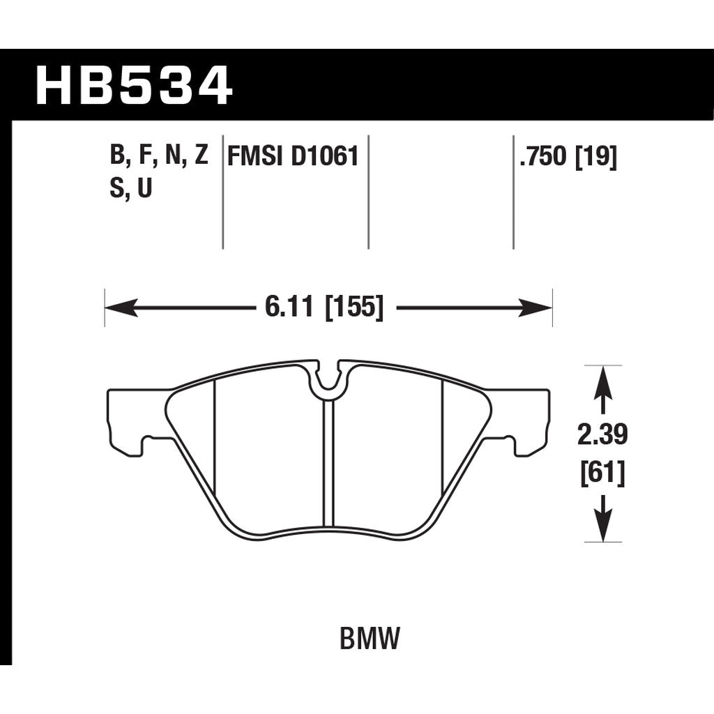 HAWK HB534N.750 Front Brake Pads HP Plus BMW Z4 sDrive35i 2016 Photo-2