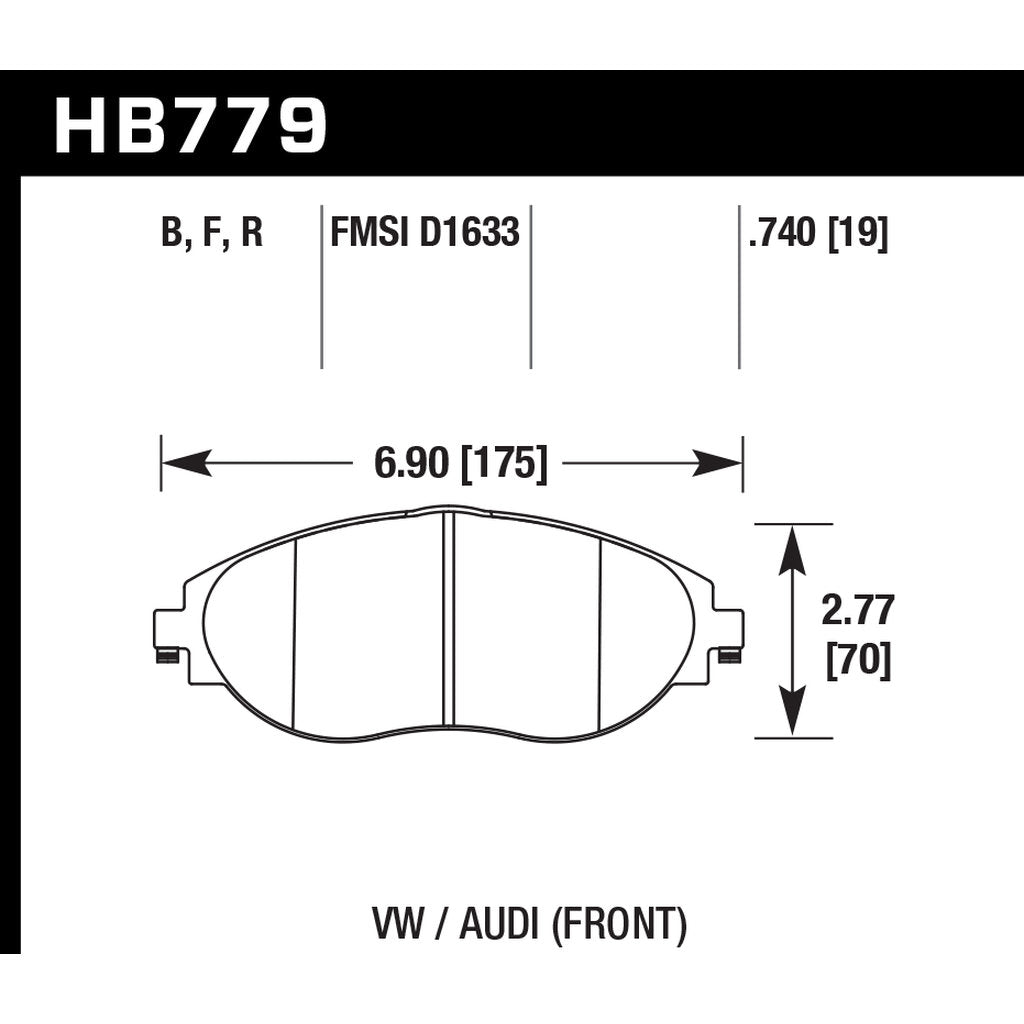 HAWK HB779F.740 Brake Pads HPS Front AUDI S3 2015-2019/VW Golf R 2015+/GTI Sport 2017+ Photo-2
