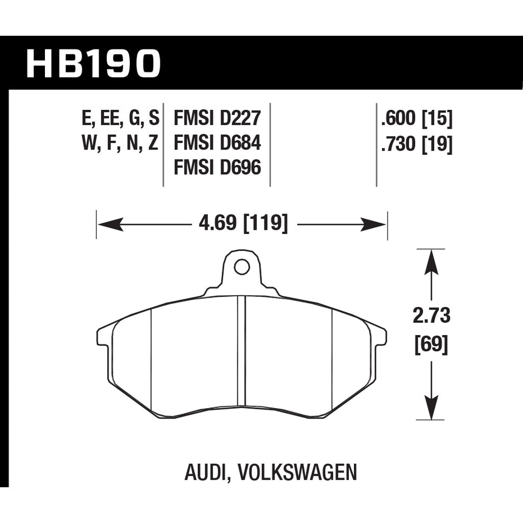 HAWK HB190N.600 Brake Pads HP Plus Photo-2