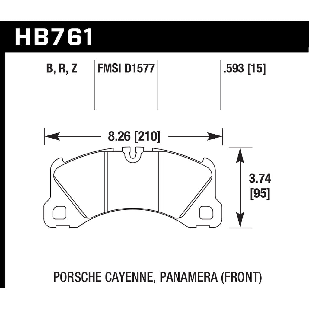 HAWK HB761B.593 Brake Pads HPS 5.0 Front PORSCHE Cayenne GTS/Turbo/Turbo S/Macan GTS/Turbo/Panamera 4 Photo-2