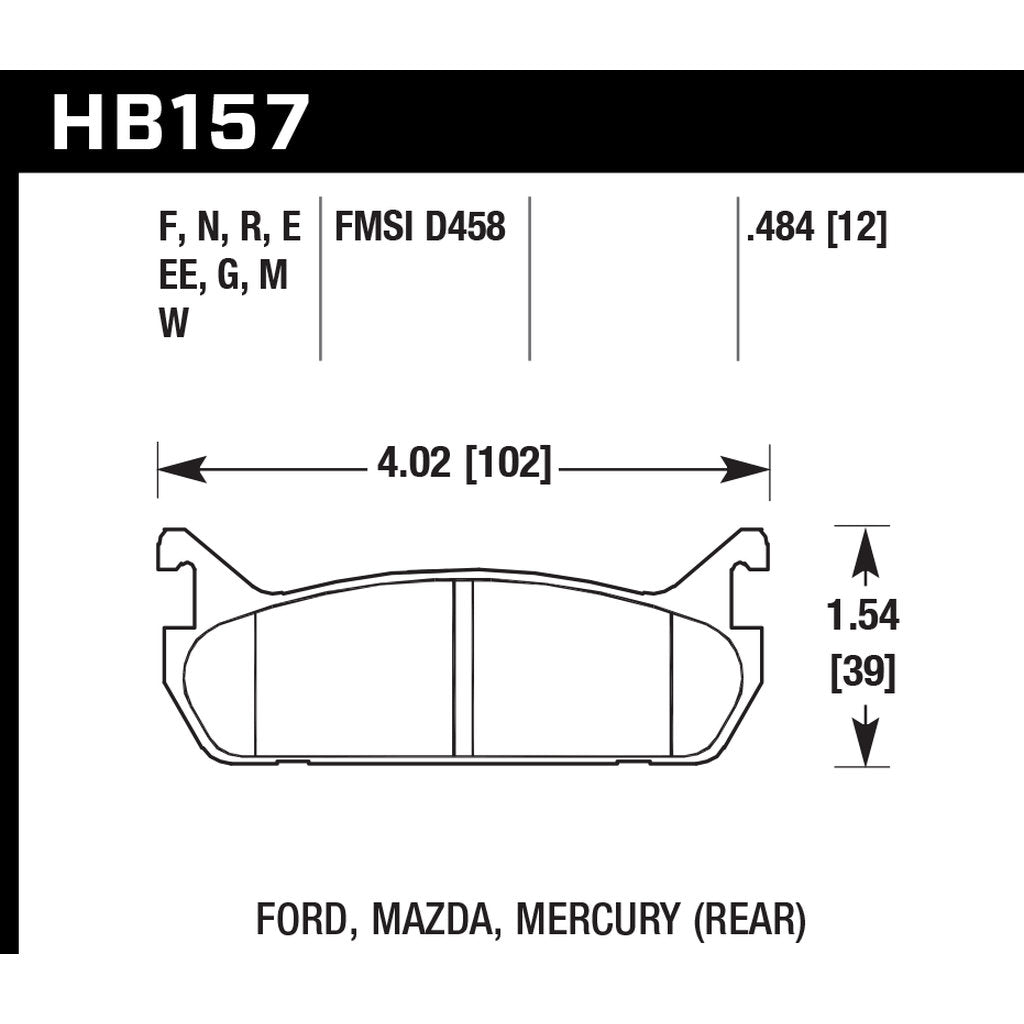HAWK HB157N.484 Brake Pads HP Plus Rear MAZDA Miata MX-5 1600 (FMSI D525) Photo-2