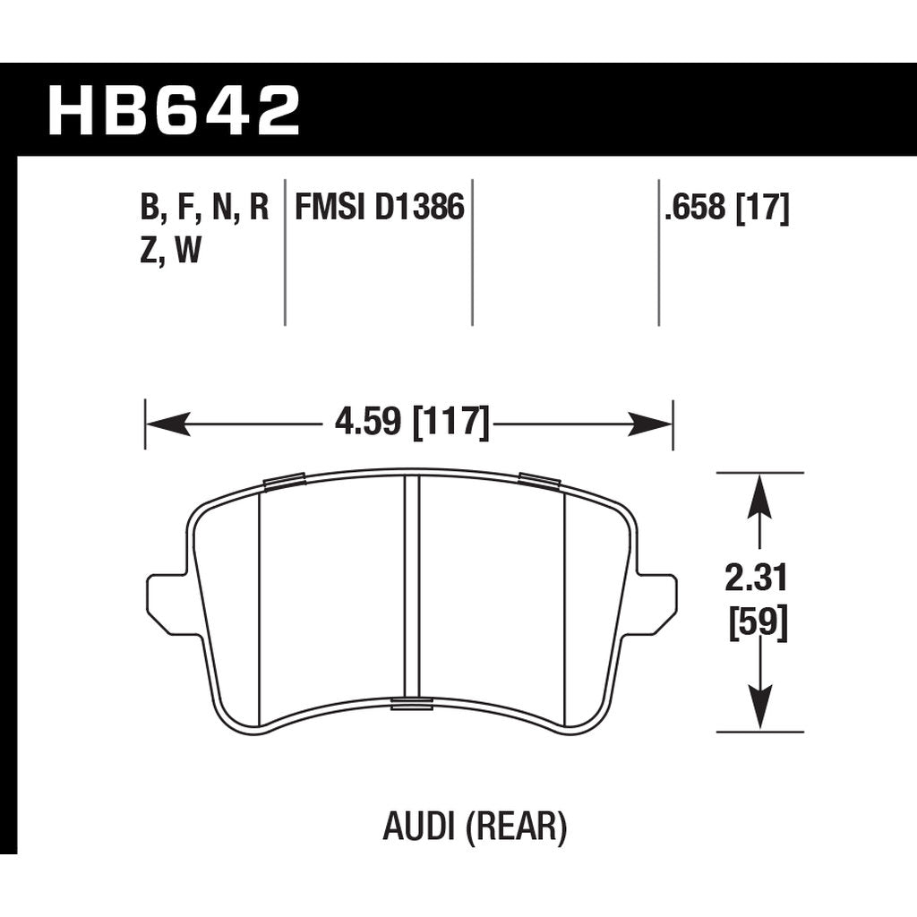 HAWK HB642B.658 Brake Pads HPS 5.0 Rear AUDI A4/A5/A6 Quattro/S4/S5 Premium Plus Photo-2