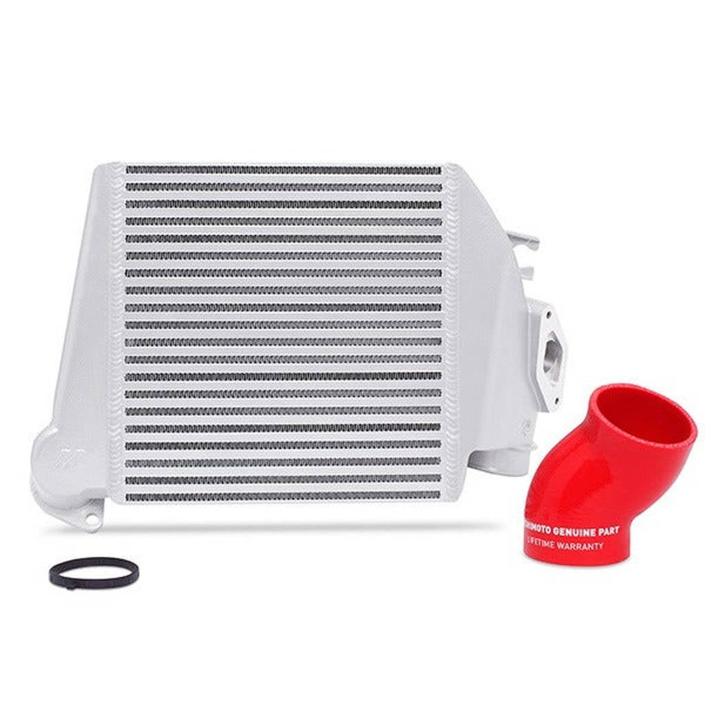 MISHIMOTO MMTMIC-WRX-08SLRD SUBARU WRX 2008-2014 Top-Mount Intercooler Silver Cooler, Red Hoses Photo-0