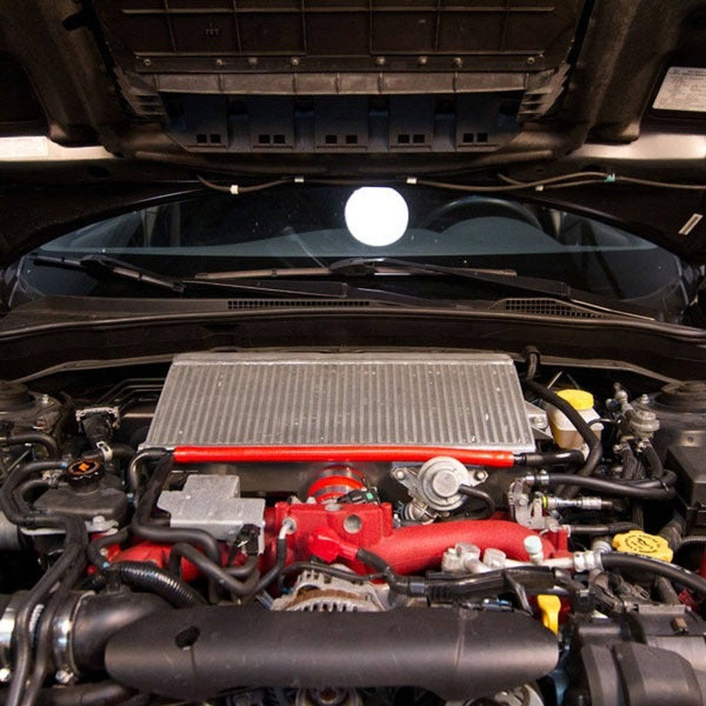 MISHIMOTO MMTMIC-STI-08SLBL SUBARU WRX STI Performance Top-Mount Intercooler Kit, Silver Cooler, Blu Photo-1