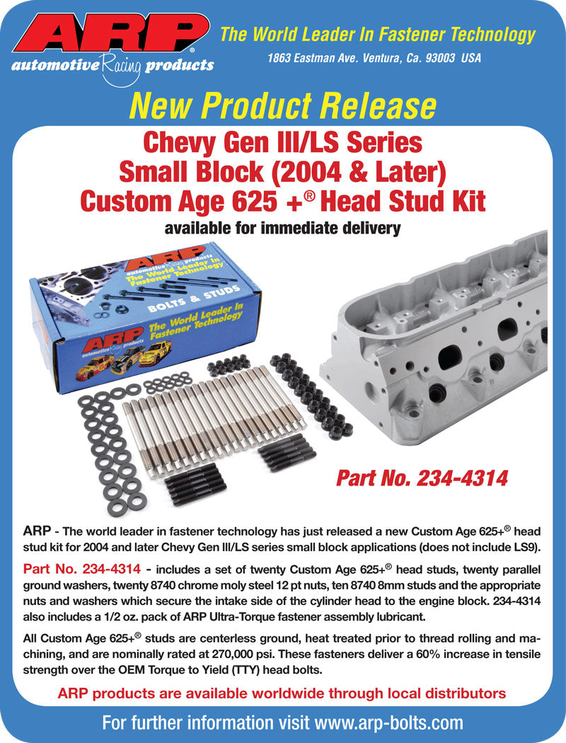 ARP 234-4314 Head Stud Kit for Chevrolet LS Gen III/IV (2004 & later) w/ all same length studs. Custom Age 625+. 12pt Photo-2