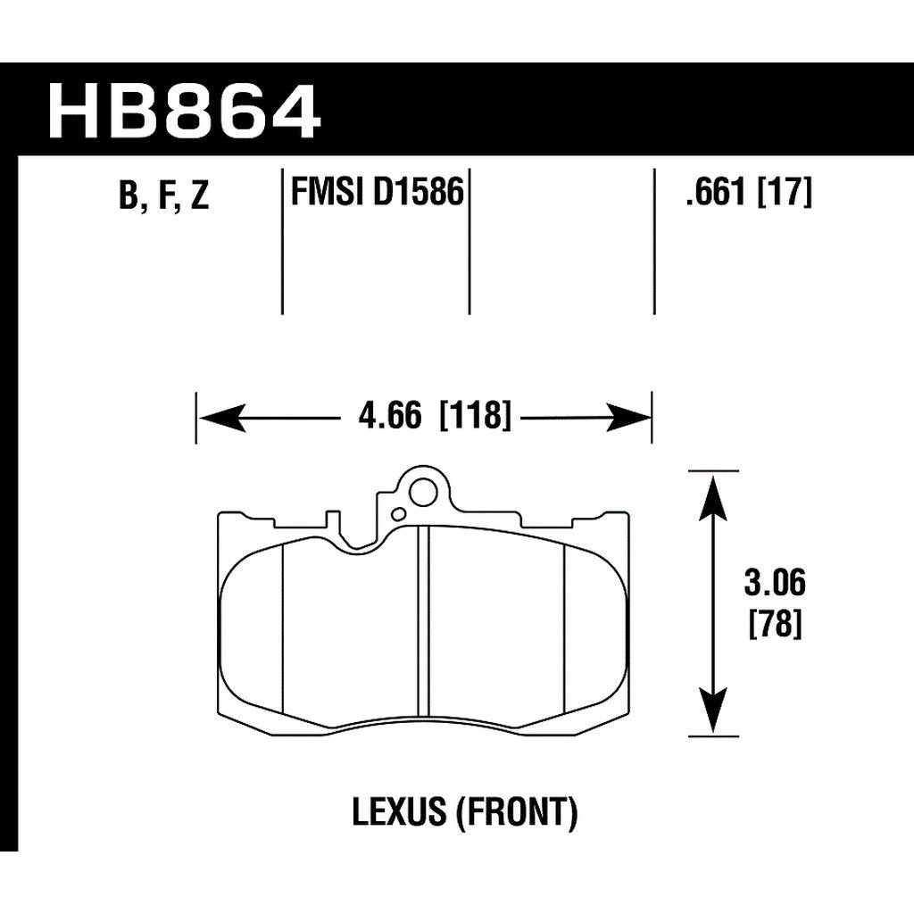 HAWK HB864F.661 Brake Pads HPS Front LEXUS GS350/RC350 F Sport 2015-2019 Photo-2