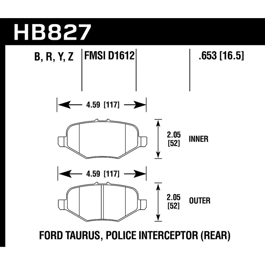 HAWK HB827B.653 Brake Pads HPS 5.0 Rear FORD Explorer Sport/XLT 2013-2016 Photo-2
