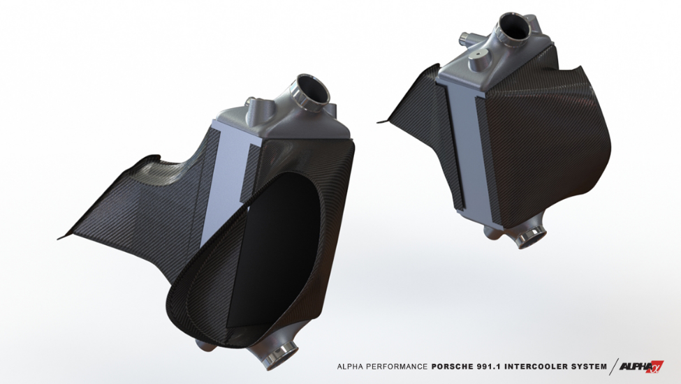 AMS ALP.23.09.0001-1 Intercooler Kit With Carbon Fiber Shrouds for PORSCHE 911 Turbo / Turbo S (991.1) 2013-2015 Photo-3