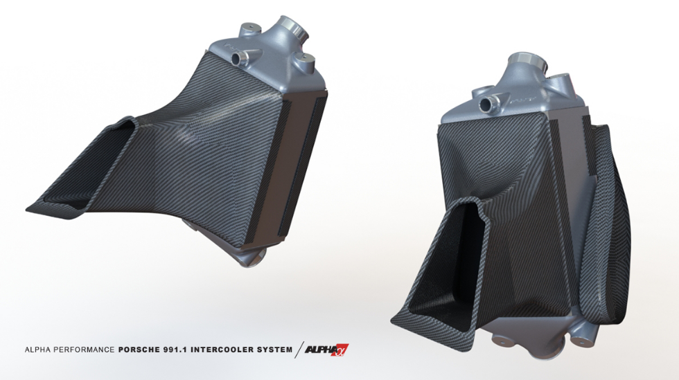 AMS ALP.23.09.0001-1 Intercooler Kit With Carbon Fiber Shrouds for PORSCHE 911 Turbo / Turbo S (991.1) 2013-2015 Photo-4