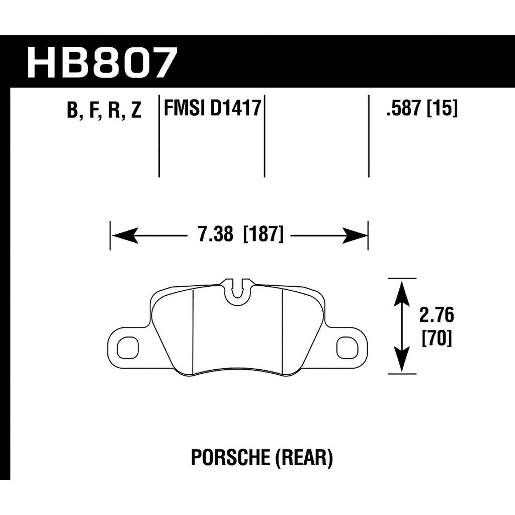 HAWK HB807Z.587 Brake Padss Perf. Ceramic Rear PORSCHE 911 Carrera 4 GTS/Panamera 2010-2015 Photo-2