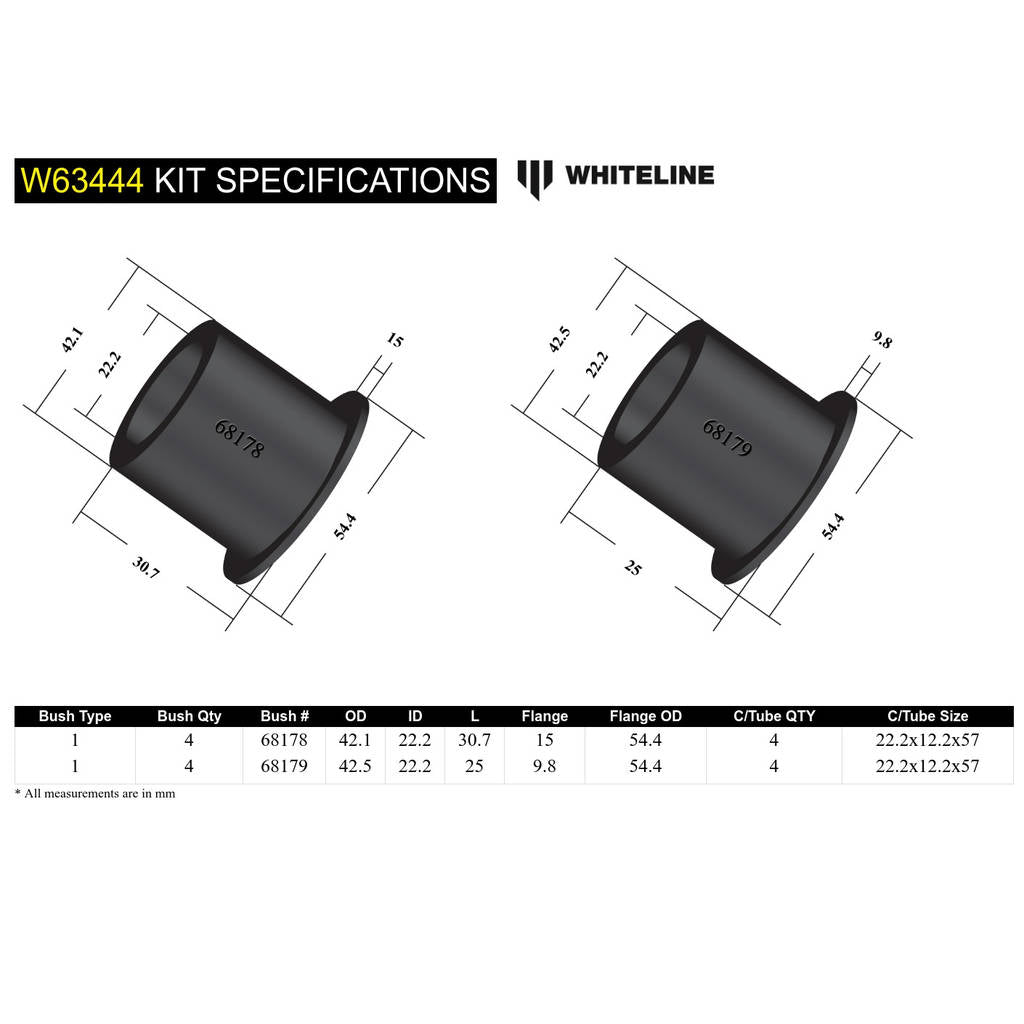 WHITELINE W63444 Control Arm Bushing - Upper Inner - for Honda S2000 AP1 AP2 2000-2009 Photo-4