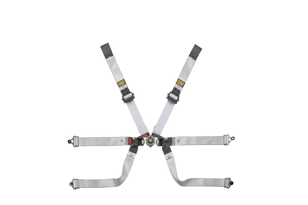 OMP DA0-0104-A01-076 (DA0104HSL076) Safety harness in DYNEEMA, 6 point, 2", aluminium adjusters, FIA, black/white Photo-0