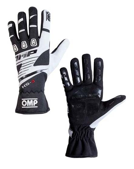 OMP KB0-2743-B01-076-005 Karting Gloves KS-3 MY2018 (for Kids), Black / White, Size 5 Photo-0