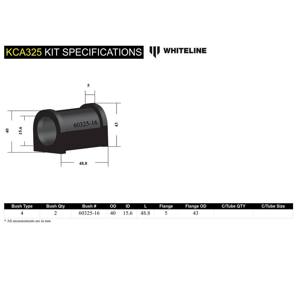WHITELINE KCA325 Front Lower Inner Rear Bushings Offset Caster/Anti Lift for Toyota Paseo EL44/Starlet EP Photo-4