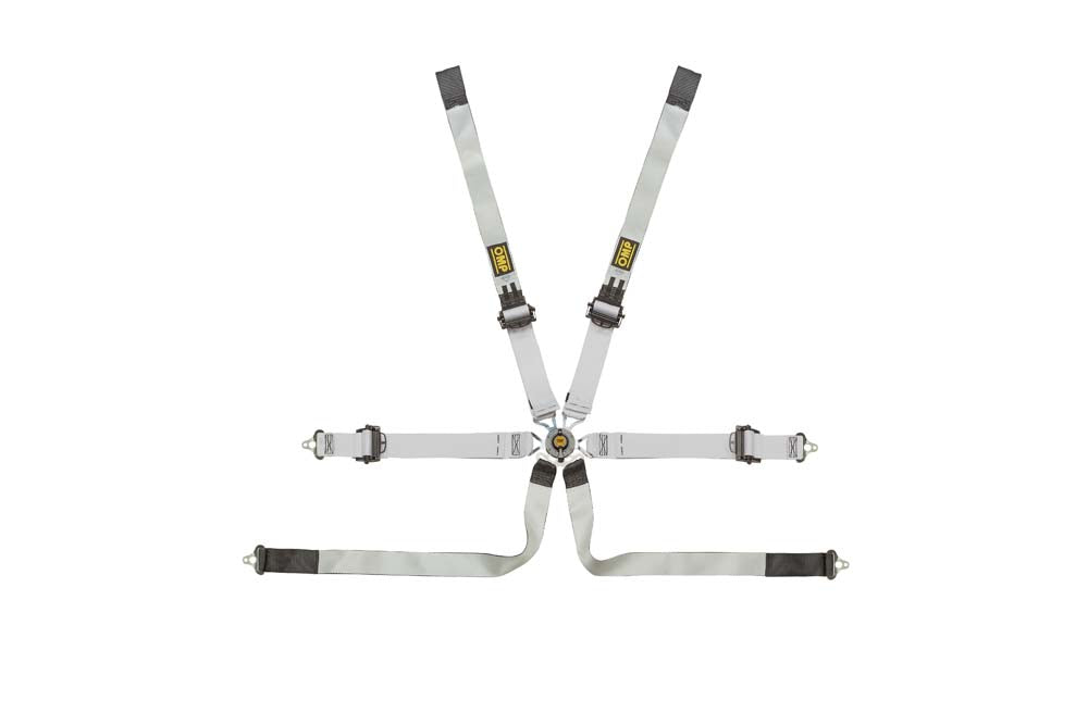 OMP DA0-0102-A05-076 (DA0102FHSL076) Belts Formula prototipo Pull Up, 6 points, 2 ", alum. Reg., FIA 8853-2016, black/white Photo-0