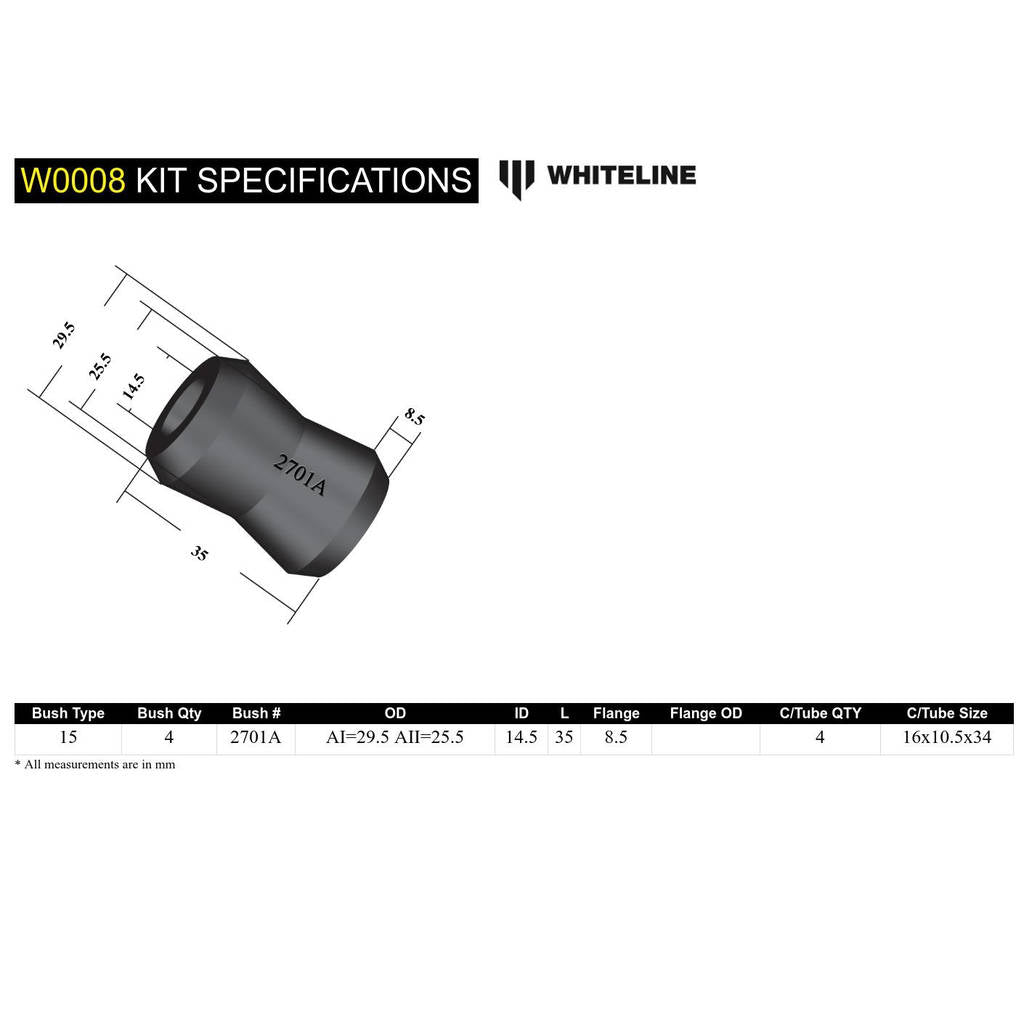 WHITELINE W0008 Sway Bar Link Bushing Photo-3