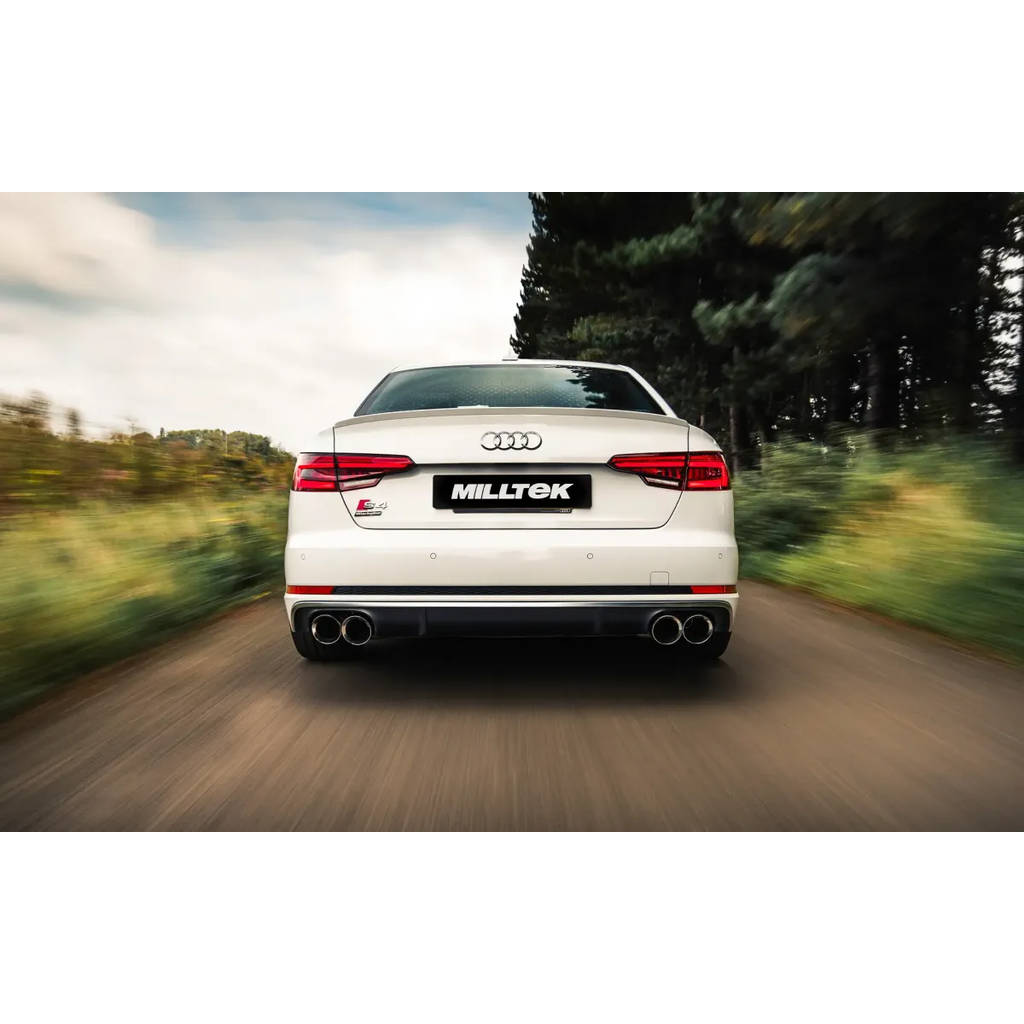 MILLTEK SSXAU650 Cat-back Quad 100mm GT100 AUDI S4 3.0 Turbo V6 B9 - Saloon/Sedan&Avant (Non Sport Diff Cars) Photo-2