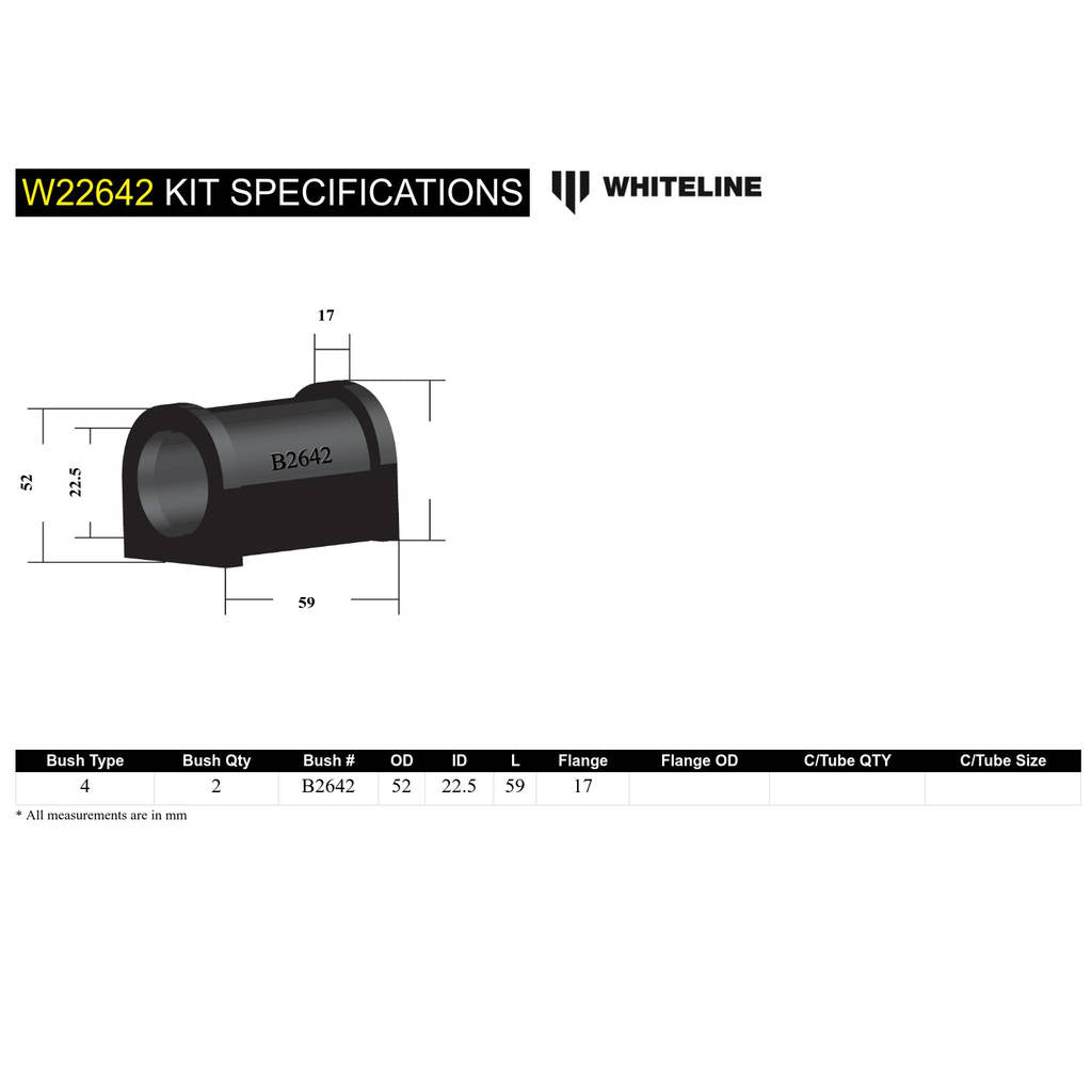 WHITELINE W22642 Sway Bar Bushing Kit Photo-5