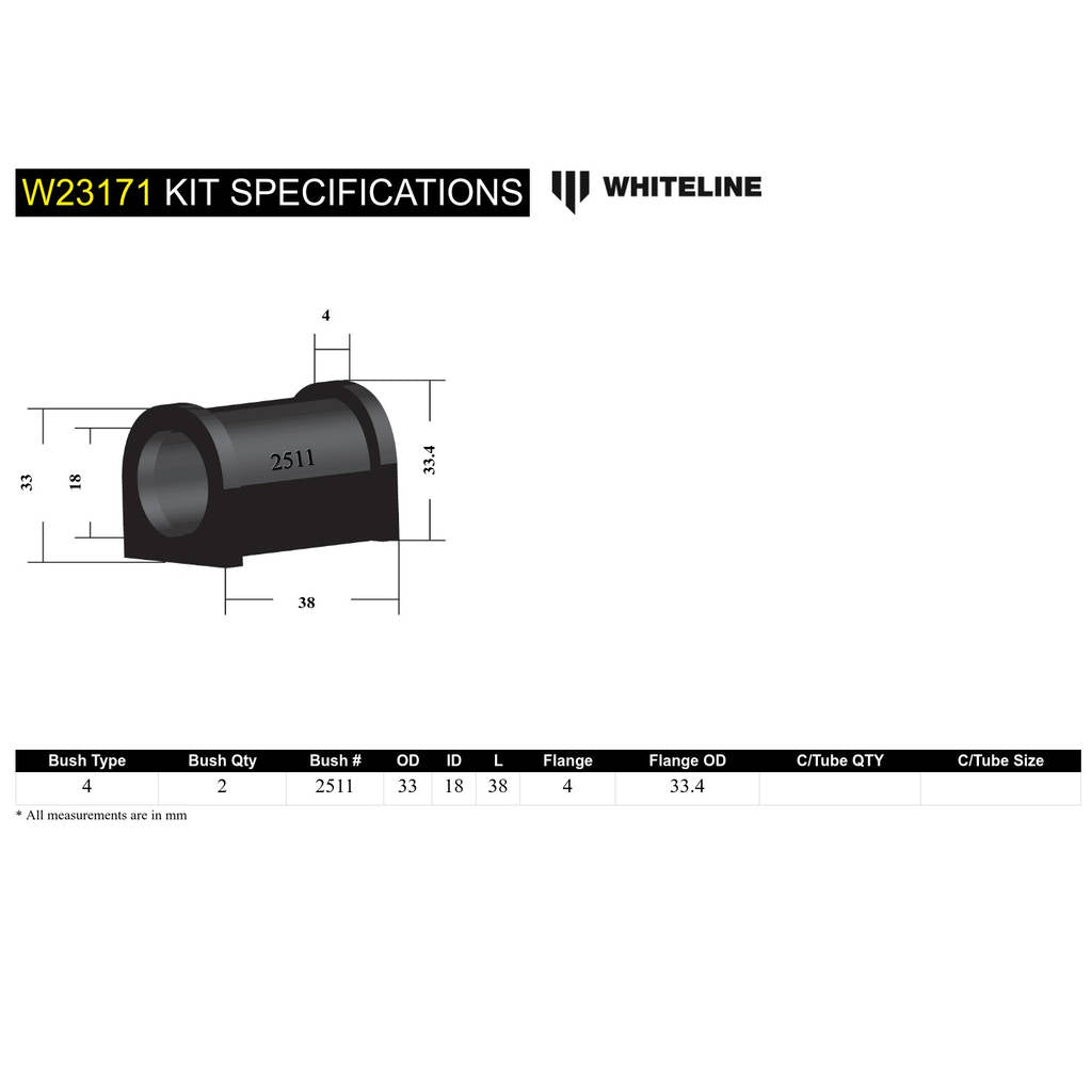 WHITELINE W23171 Rear Anti Roll Bar Mount - Bushing Kit 18mm for Holden Commodore VE, VF/HSV Photo-4