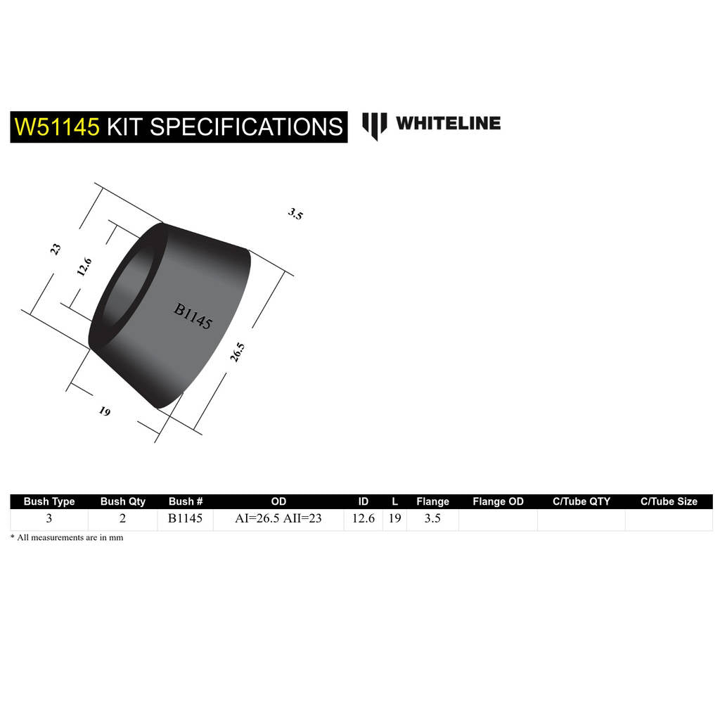 WHITELINE W51145 Front Lower Control Arm - Inner Bushing Kit for Austin/Leyland Mini/Moke Photo-4