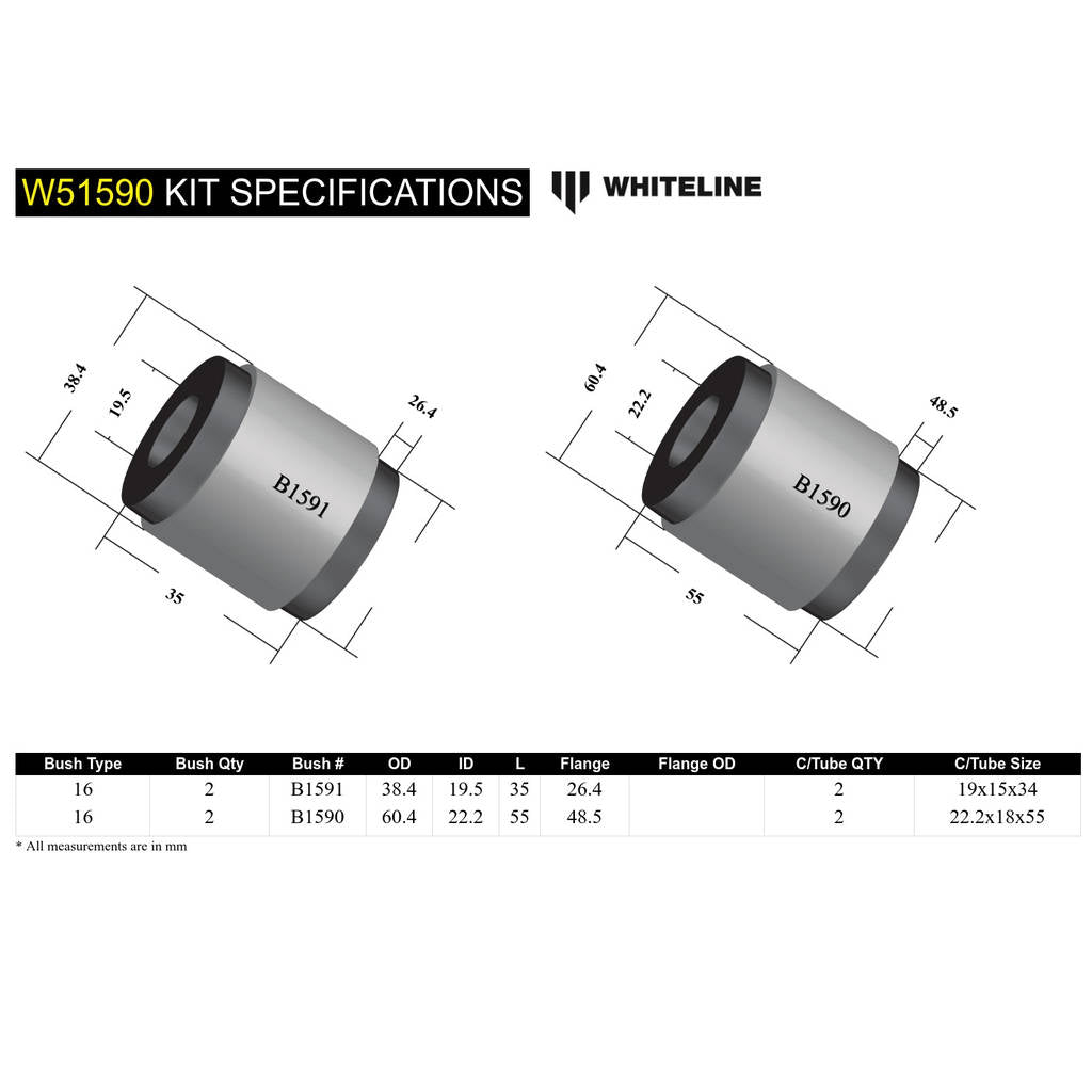 WHITELINE W51590 Front Control Arm Bushing - Lower Inner Rear Photo-4
