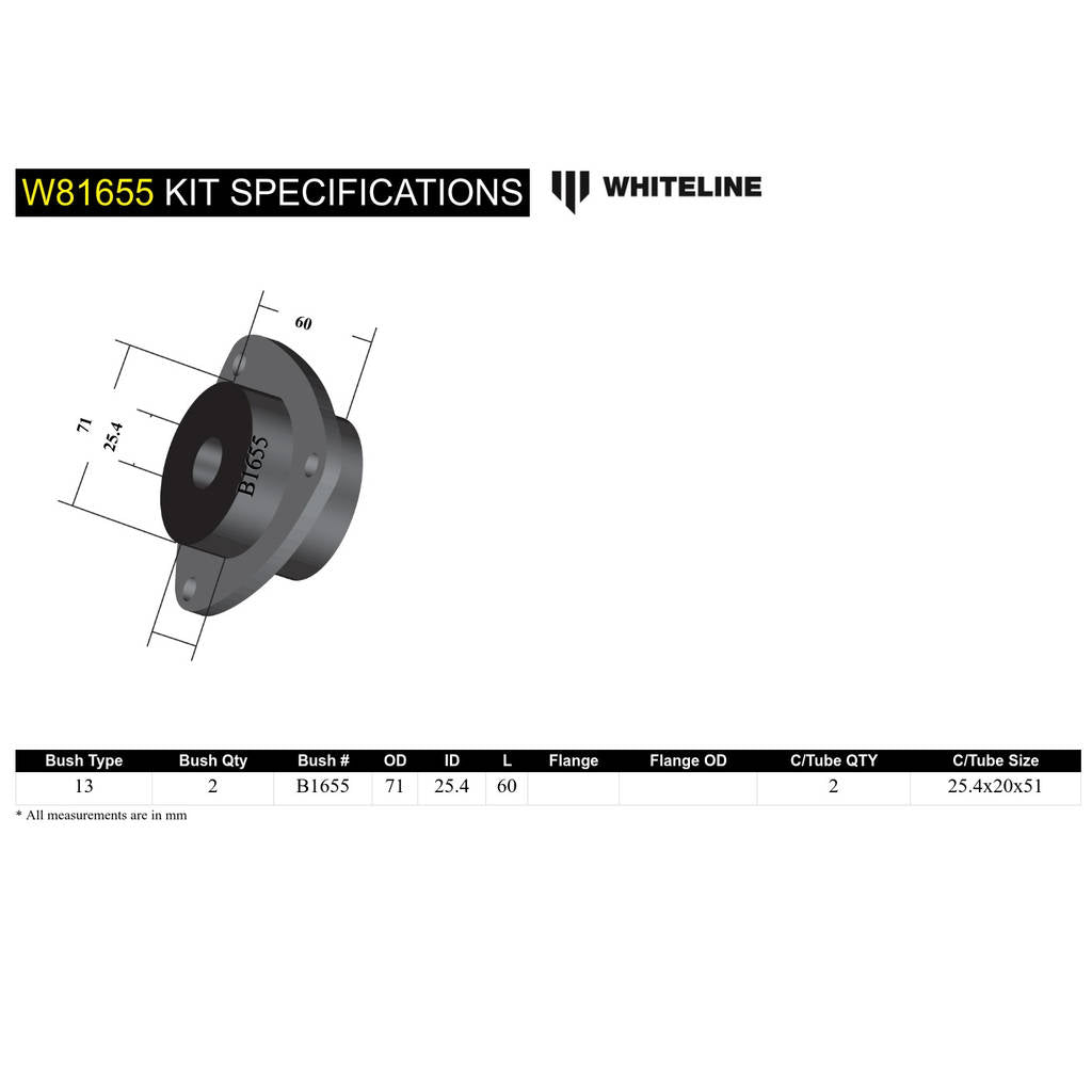 WHITELINE W81655 Rear Trailing Arm Lower - Front Bushing Kit for Land Rover Defender, Discovery/Range Rover Classic Photo-4