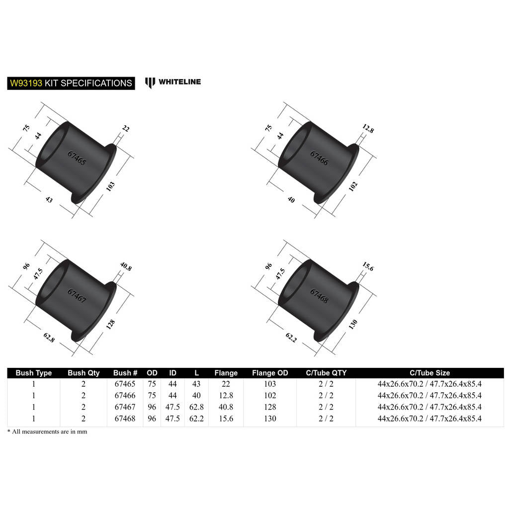 WHITELINE W93193 Subframe Mount Bushing Photo-4