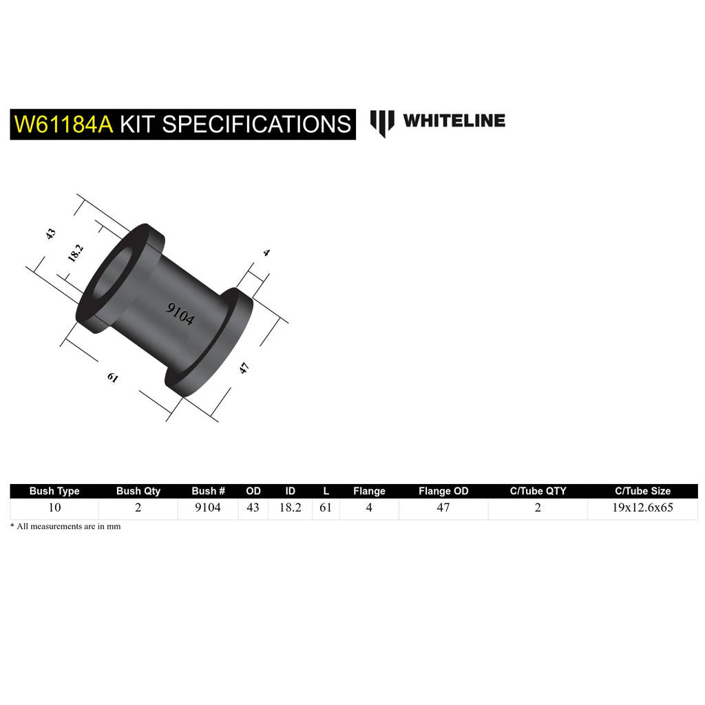 WHITELINE W61184A Rear Trailing arm - lower rear bushing FORD CORTINA MK3, MK4, MK5 ENGLISH MODEL OR Photo-4