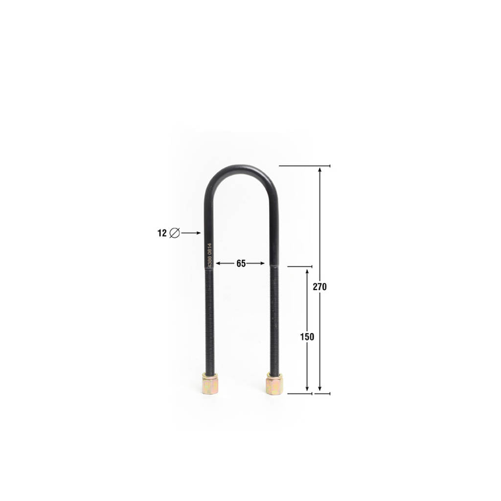 WHITELINE KUB103 Universal U Bolts - ID=65mm, L=270mm, Thread=M12 - round top Photo-2