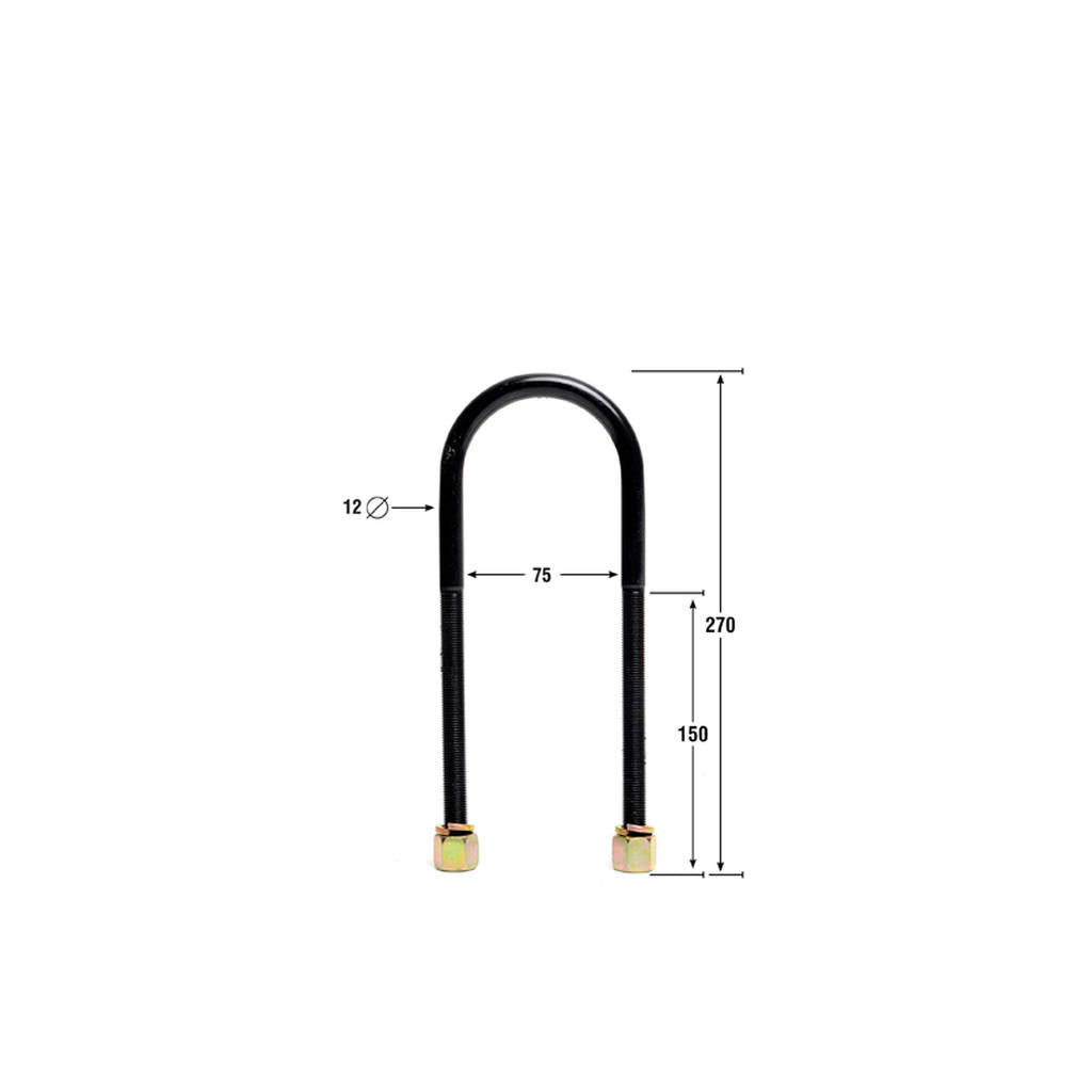 WHITELINE KUB104 Universal U Bolts - ID=75mm, L=270mm, Thread=M12 - round top Photo-2