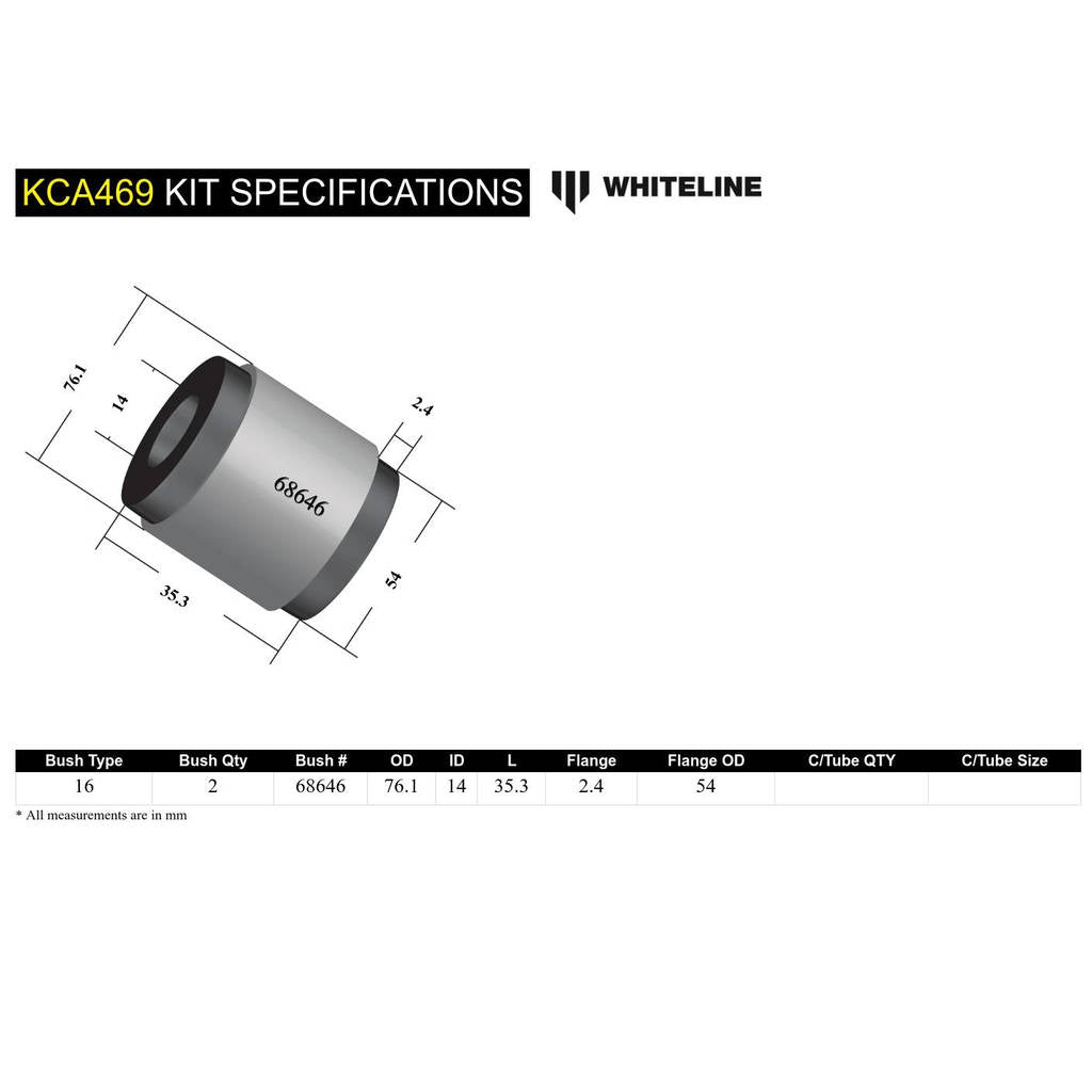 WHITELINE KCA469 Front Lower Inner Rear Bushings Offset Caster Kit for Mitsubishi Lancer Evolution 7 8 9 Photo-4