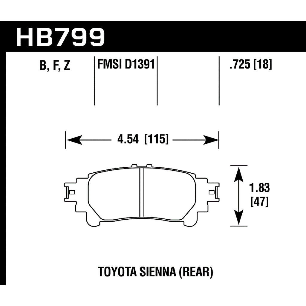 HAWK HB799Z.597 Brake Padss Rear LEXUS RX350/RX450h 2010-2015/TOYOTA Highlander 2015+ Photo-2