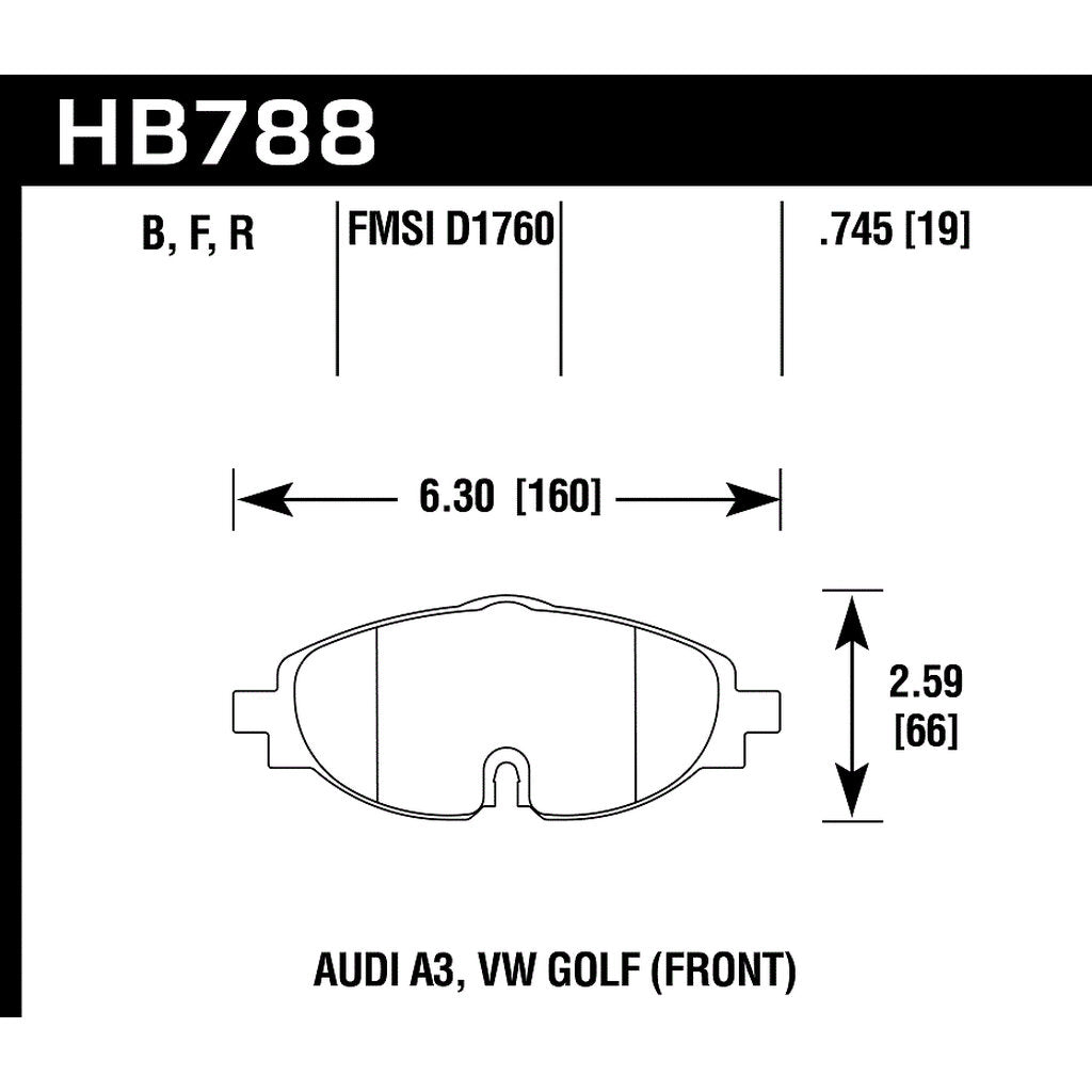 HAWK HB788F.745 Brake Pads HPS Front AUDI A3/A3 Quattro 2015-2018/VW Golf GTI Mk7 Photo-2