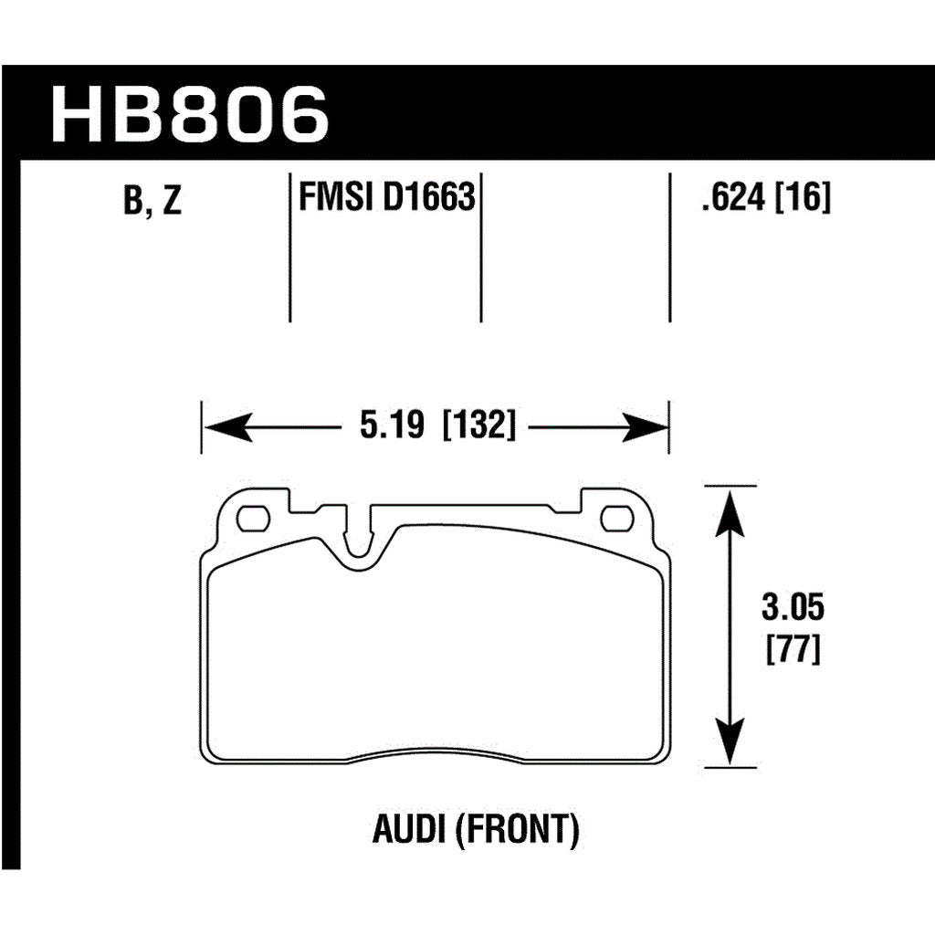 HAWK HB806Z.624 Brake Padss Front AUDI Q5 2013-2017 Photo-2