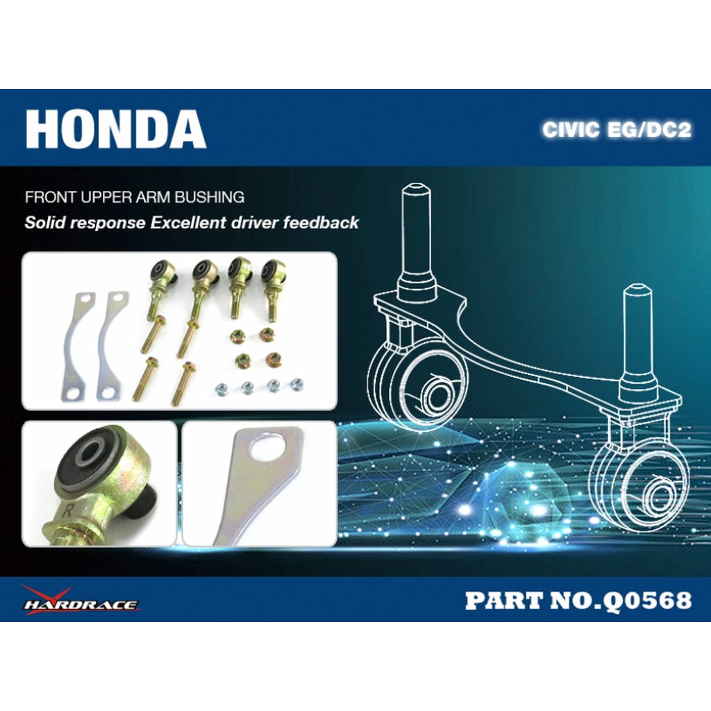 HARDRACE Q0568 HONDA CIVIC EG/DC2 FRONT UPPER ARM BUSHING 6PCS/SET CAMBER-0.5°, CASTER+0.5° Photo-1