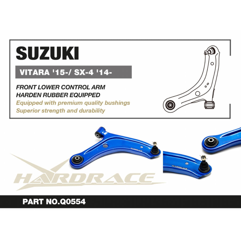 HARDRACE Q0554 SUZUKI VITARA '15-/SX-4 '14- FRONT LOWER CONTROL ARM(HARDEN RUBBER) - 2PCS/SET Photo-1