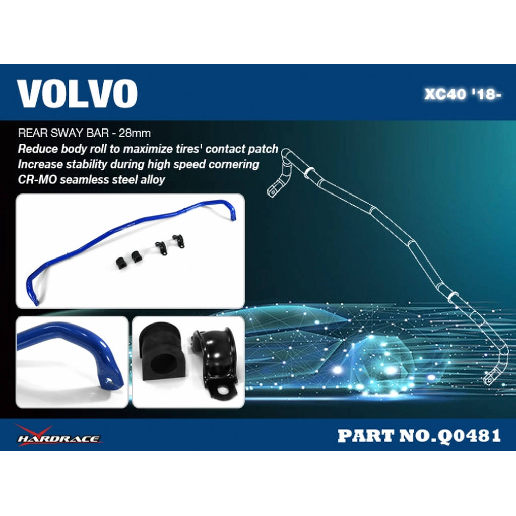 HARDRACE Q0481 VOLVO XC40 '18- SWAY BAR, 28MM - 5PCS/SET Photo-1