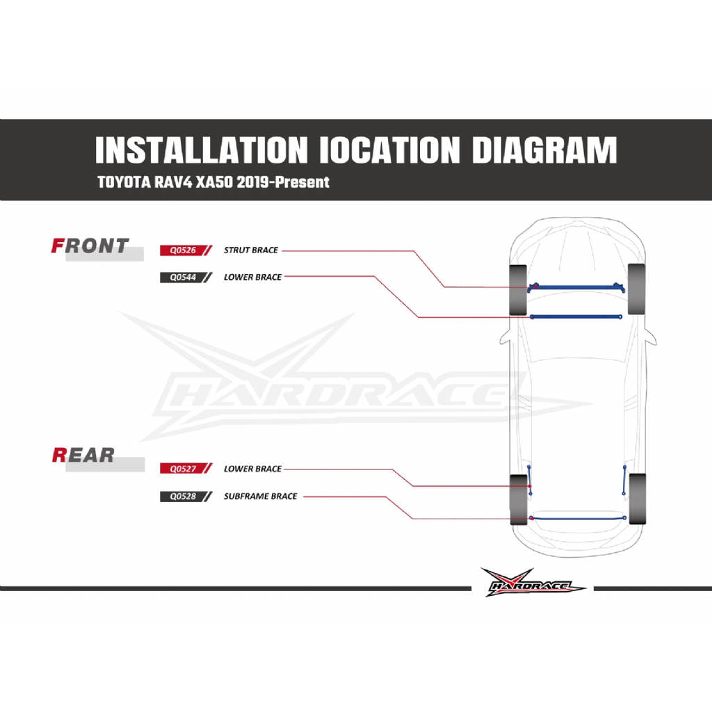 HARDRACE Q0526 TOYOTA RAV4 '18- FRONT STRUT BRACE - 1PCS/SET Photo-8
