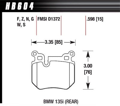 HAWK HB604F.598 Brake Pads HPS Street Rear BMW 135i Photo-1