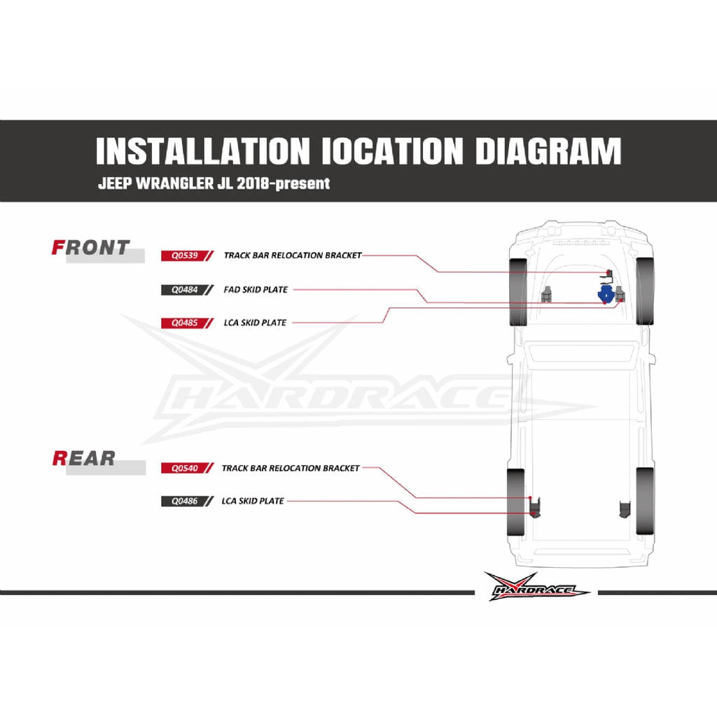 HARDRACE Q0539 JEEP WRANGLER '18- JL FRONT TRACK BAR RELOCATION BRACKET LIFT 4 INCHES FOR LHD USE 1PCS/SET Photo-5