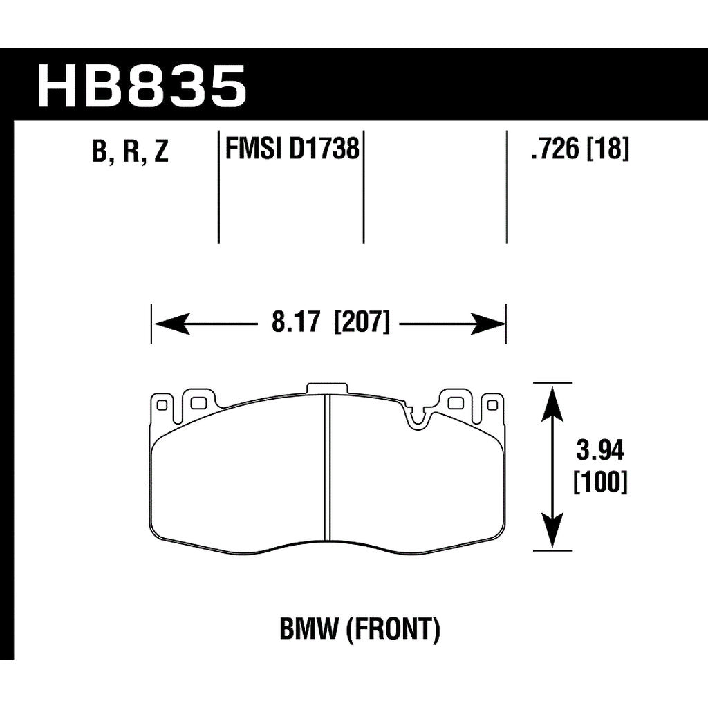 HAWK HB835Z.726 Brake Pads Street PC Front for BMW X5M/X6M 2015-2019 Photo-2