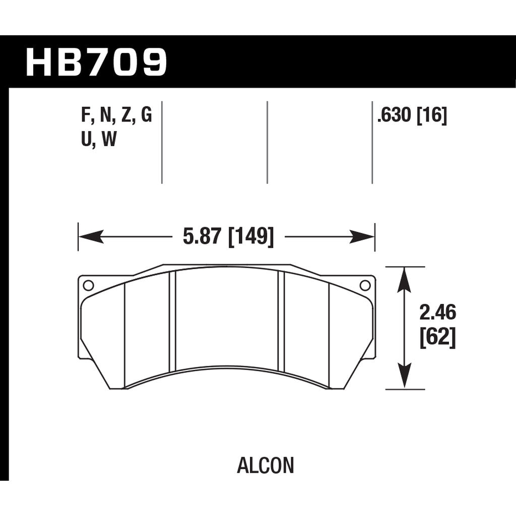 HAWK HB709B.630 Brake Pads Street HPS 5.0 Alcon Mono6 (model 4497) Photo-2