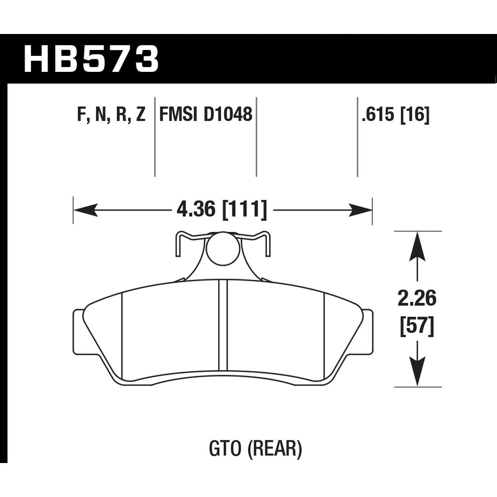 HAWK HB573B.615 Brake Pads Street HPS 5.0 Rear PONTIAC GTO Photo-2