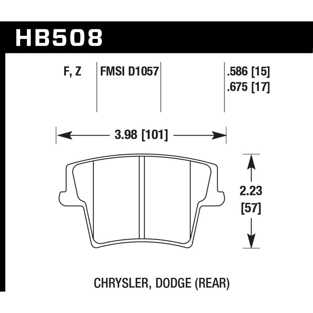 HAWK HB508B.586 Brake Pads Street HPS 5.0 Rear DODGE Challenger SXT 2012-2019 Photo-2