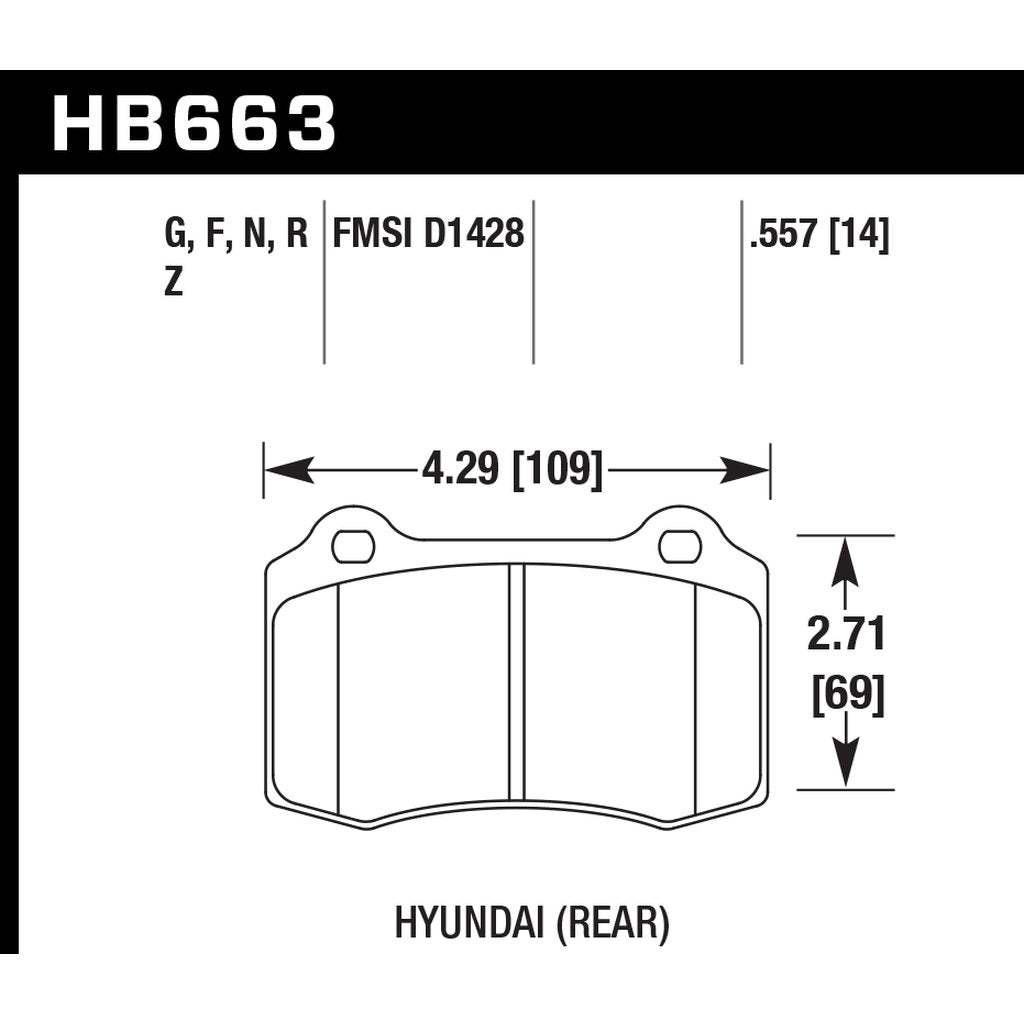 HAWK HB663B.557 Brake Pads Street HPS 5.0 Rear HYUNDAI Genesis Coupe 2.0T R-Spec/TESLA S 20012-2015 Photo-2
