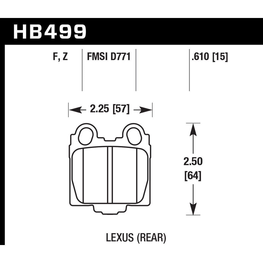 HAWK HB499B.610 Brake Pads Street HPS 5.0 Rear LEXUS LX470 1998-2007 Photo-2